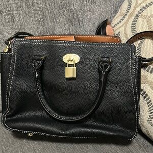 London Fog Black Shoulder Bag with Gold Hardware